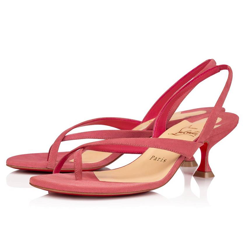 Women's Christian Louboutin Taralita 55mm Veau Velours Sandals - Pink [1046-387]